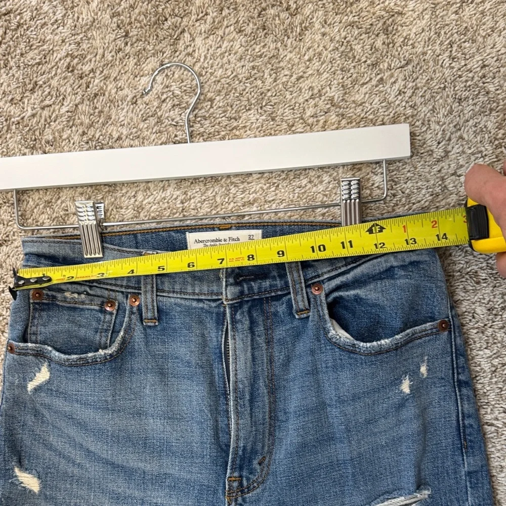 Abercrombie & Fitch Blue Distressed Straight Leg Jeans - Picture 14 of 15